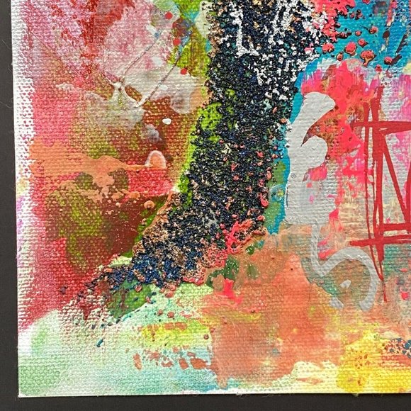 Scripting 2 - Original Wall Art Liquid Oil Paint & Marker Signed Painting 6”x8” - Picture 5 of 10